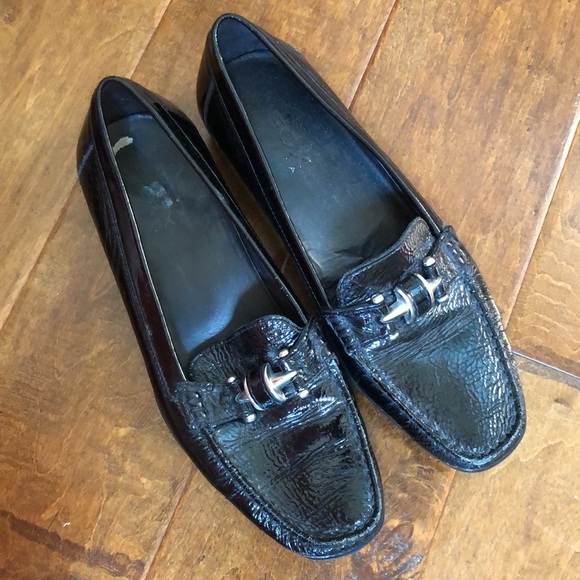 GEOX RESPIRA 8 38 Black Textured Leather Mocs Loafers Slip On Shoes - Picture 11 of 14